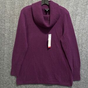 NWT Talbots Pure Cashmere Cowl Neck Sweater Womens M Purple Soft Luxury Preppy